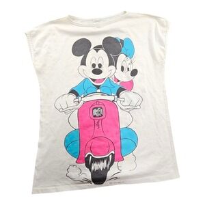 Vtg 70s‎ Mickey Mouse Minnie Mouse Sleeveless Shirt Allison USA L  Walt Disney